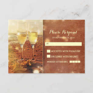 tarjetas RSVP de boda romántica en la playa de ens