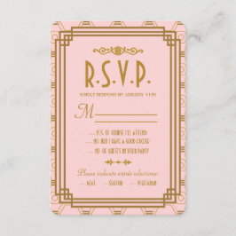 Tarjetas RSVP de Boda Rosa Art Deco