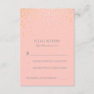 Tarjetas RSVP de Boda Rosa de Confetti Rubor Gold