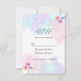Tarjetas RSVP de Boda Rosa y Azul Pastel