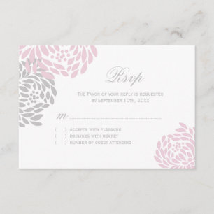 Tarjetas RSVP de boda rosa y gris