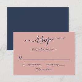 Tarjetas RSVP de boda Rubor y azul de la marina mo