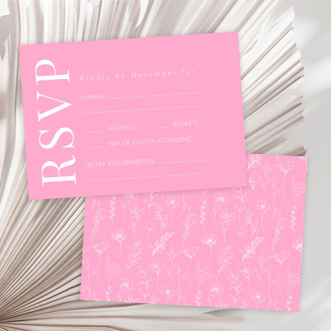 Tarjetas RSVP de boda rústica blanca y rosa calien (Subido por el creador)