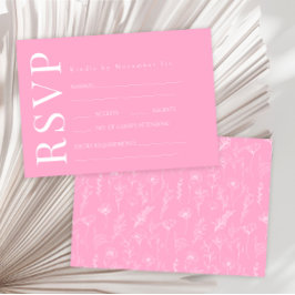 Tarjetas RSVP de boda rústica blanca y rosa calien