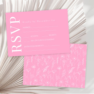 Tarjetas RSVP de boda rústica blanca y rosa calien
