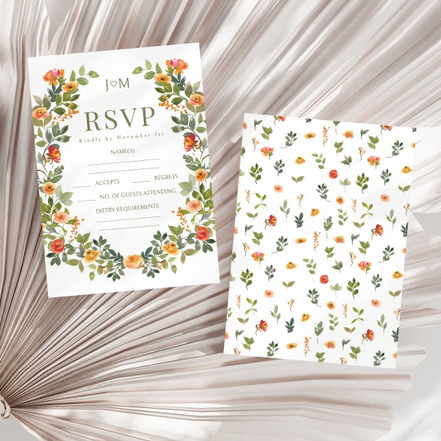 Tarjetas RSVP de boda rústica con flores de la cor (Subido por el creador)