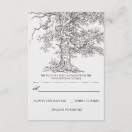 tarjetas RSVP de boda rústica de árbol gris