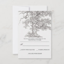 tarjetas RSVP de boda rústica de árbol gris