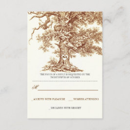 tarjetas RSVP de boda rústica de árbol marrón