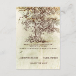 tarjetas RSVP de boda rústica de árbol marrón