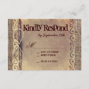 Tarjetas RSVP de Boda Rústica de Burlap
