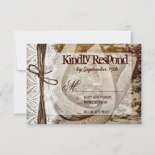 Tarjetas RSVP de Boda Rústica de doble herradura (Anverso)