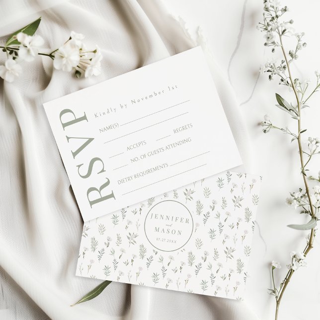 Tarjetas RSVP de Boda Rústica de Flores Blancas Ve (Subido por el creador)