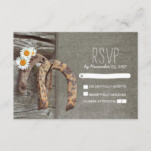 Tarjetas RSVP de boda rústica de herradura