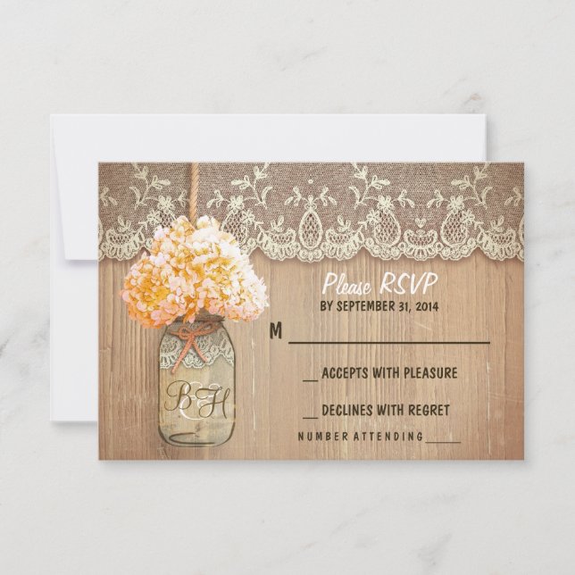 tarjetas RSVP de boda rústica de hormigón de masas (Anverso)