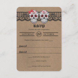 Tarjetas RSVP de Boda Rústica de Kraft & Lace Suga