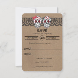 Tarjetas RSVP de Boda Rústica de Kraft & Lace Suga