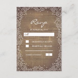 Tarjetas RSVP de Boda Rústica de Madera para Niños