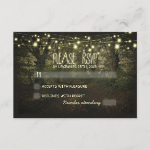 Tarjetas RSVP de boda rústica de Tree Path