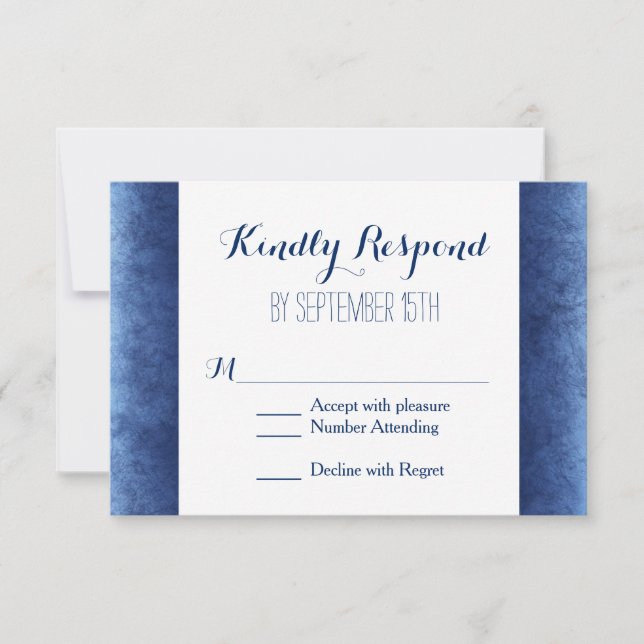 Tarjetas RSVP de Boda Rústica Dolorosa Azul de Cob (Anverso)
