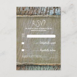 Tarjetas RSVP de boda rústica en madera arbórea