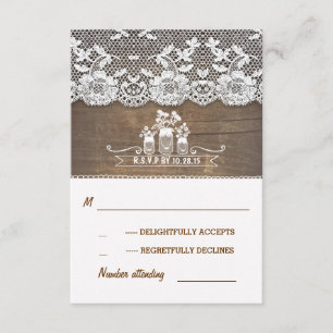 tarjetas RSVP de boda rústica para albañiles de ma