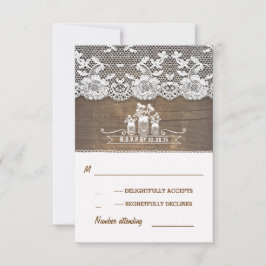 tarjetas RSVP de boda rústica para albañiles de ma