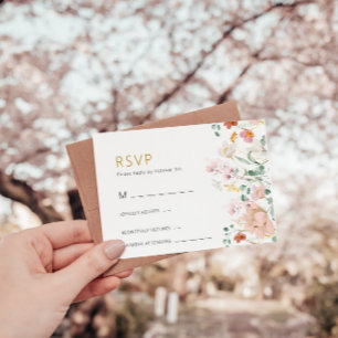 Tarjetas RSVP de boda rustica para flores silvestr