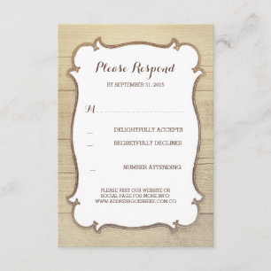 Tarjetas RSVP de boda rústica por país
