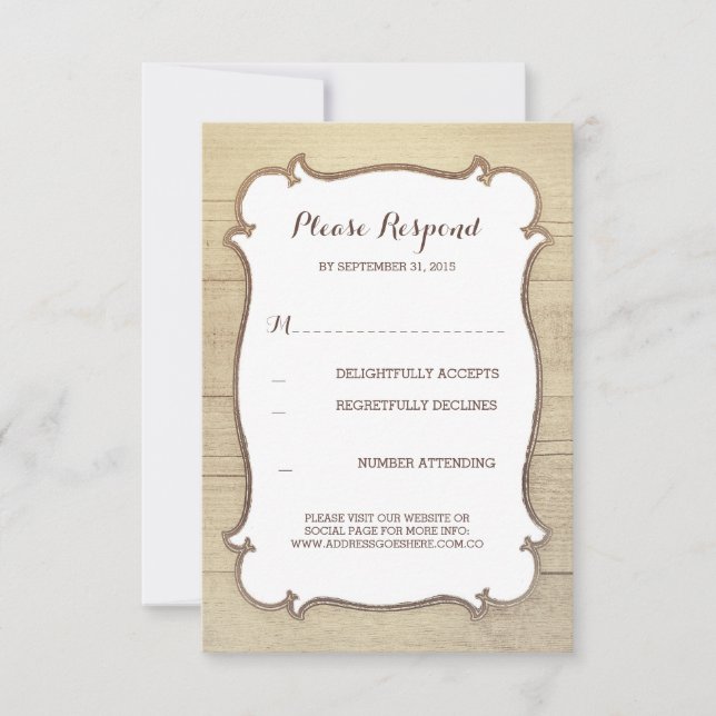 Tarjetas RSVP de boda rústica por país (Anverso)