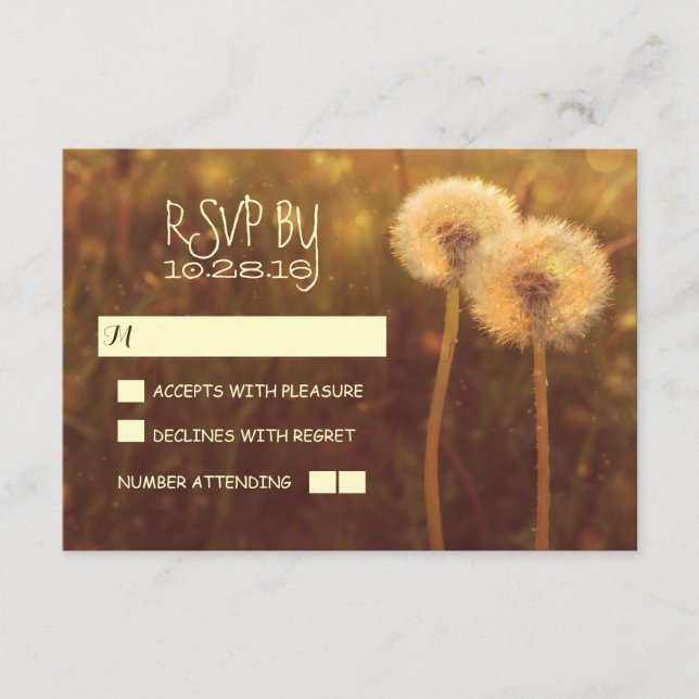 tarjetas RSVP de boda rústica romántica de los dan (Anverso)