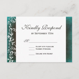 Tarjetas RSVP de Boda Rústica Verde azulada de Swi