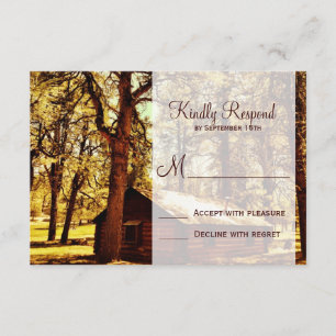 Tarjetas RSVP de boda Rústico Country Log Cabin Wo