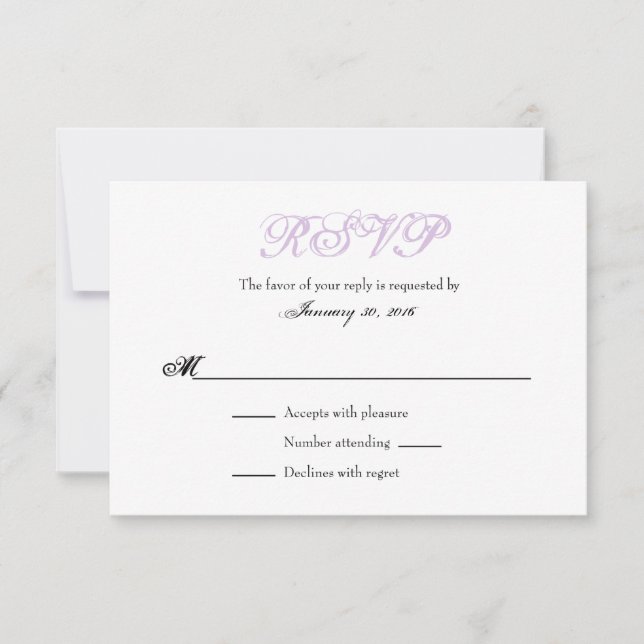 Tarjetas RSVP de boda simple de lavanda blanca (Anverso)