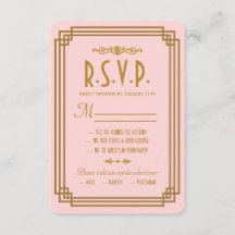 Tarjetas RSVP de boda simple en estilo Art Deco ro