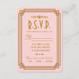 Tarjetas RSVP de boda simple en estilo Art Deco ro