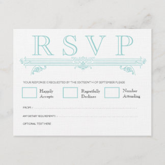 Tarjetas RSVP de Boda Turquesa de Aqua Vintage