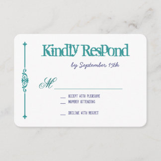 Tarjetas RSVP de Boda Turquesa de Tipografía Púrpu