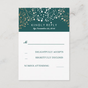 Tarjetas RSVP de boda Verde azulada por el aliento