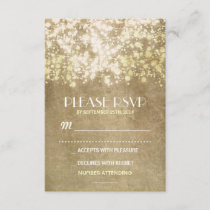 tarjetas RSVP de boda vintage con luces de cadena