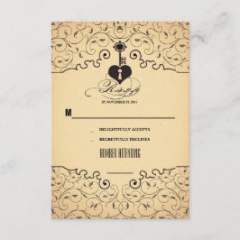 Tarjetas RSVP de Boda Vintage de Clave Corazón