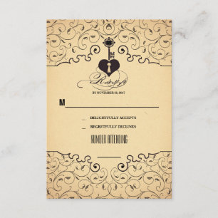 Tarjetas RSVP de Boda Vintage de Clave Corazón
