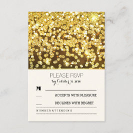 tarjetas RSVP de boda vintage de purpurina dorado