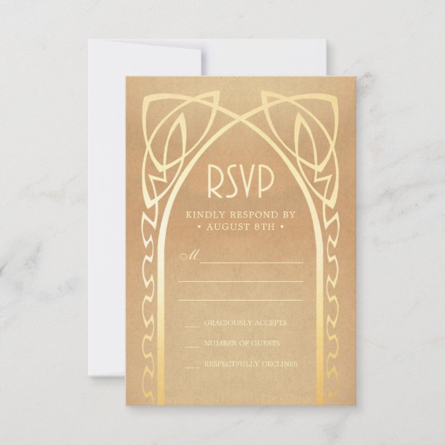 Tarjetas RSVP de boda | Vintage Nouveau (Anverso)
