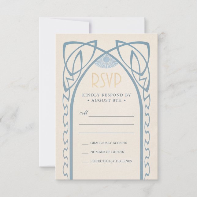 Tarjetas RSVP de boda | Vintage Nouveau (Anverso)