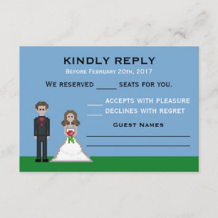 Tarjetas RSVP de Boda y Boda de Pixel Gamer