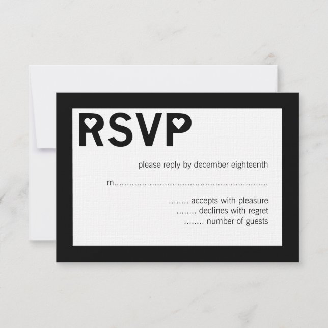 Tarjetas RSVP de boda y de Ampersor del Corazón Mo (Anverso)