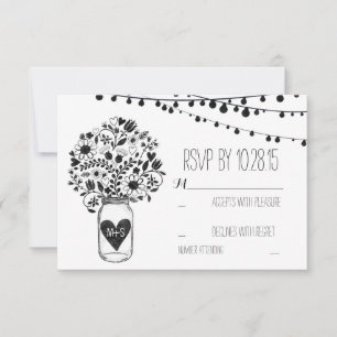 Tarjetas RSVP de bodas blancas de masón