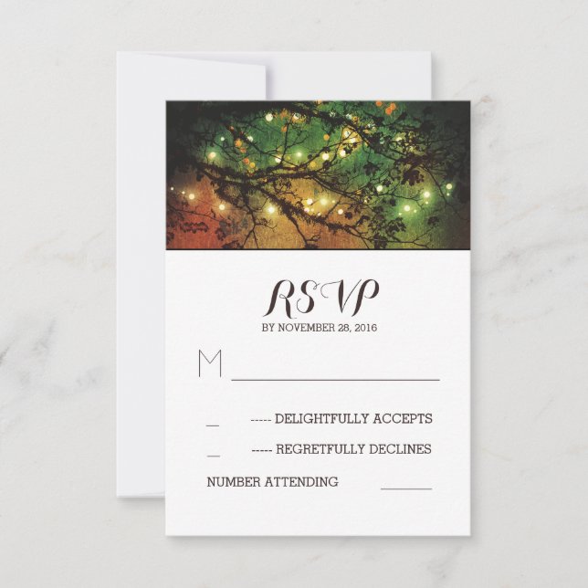Tarjetas RSVP de bodas con luces rusas (Anverso)