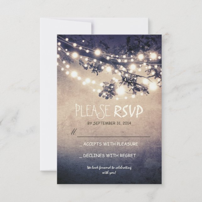 Tarjetas RSVP de bodas con luces rusas (Anverso)